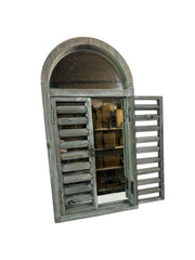 Shutter Door Wooden Wall Mirror Garden Hanging Wall Mount Gift Decoration