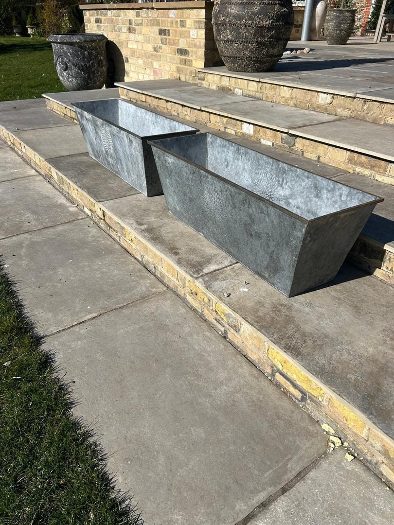 105cm XXL Large Zinc Trough Planter Trough Garden Flowers Plants