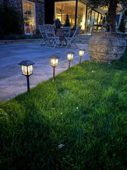 Solar Filament Light With Ground Spike Bronze Effect Garden Decor Decoration