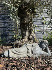 Large Stone Effect Laying Down Buddha Garden Ornament Decoration