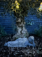 Large Stone Effect Laying Down Buddha Garden Ornament Decoration