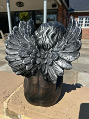 Bronze Effect Dreaming Sitting Down Cherub Angel Garden Decoration Ornament