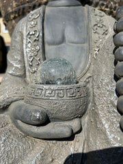 Extra large Stone Effect Sitting Buddha Garden Ornament with Solar Light