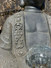 Extra large Stone Effect Sitting Buddha Garden Ornament with Solar Light