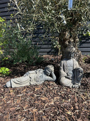 Extra large Stone Effect Sitting Buddha Garden Ornament with Solar Light