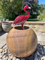 Standing Decorative Flamingo Bird Animal Pink Metal Garden Giftware Ornament