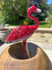 Standing Decorative Flamingo Bird Animal Pink Metal Garden Giftware Ornament