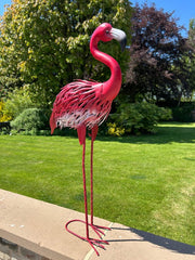 Standing Decorative Flamingo Bird Animal Pink Metal Garden Giftware Ornament