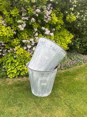 60cm XXL Zinc Round Planter Garden Flowers Trees Plants Pots Set of 2