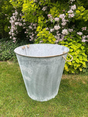 60cm XXL Zinc Round Planter Garden Flowers Trees Plants Pots Set of 2