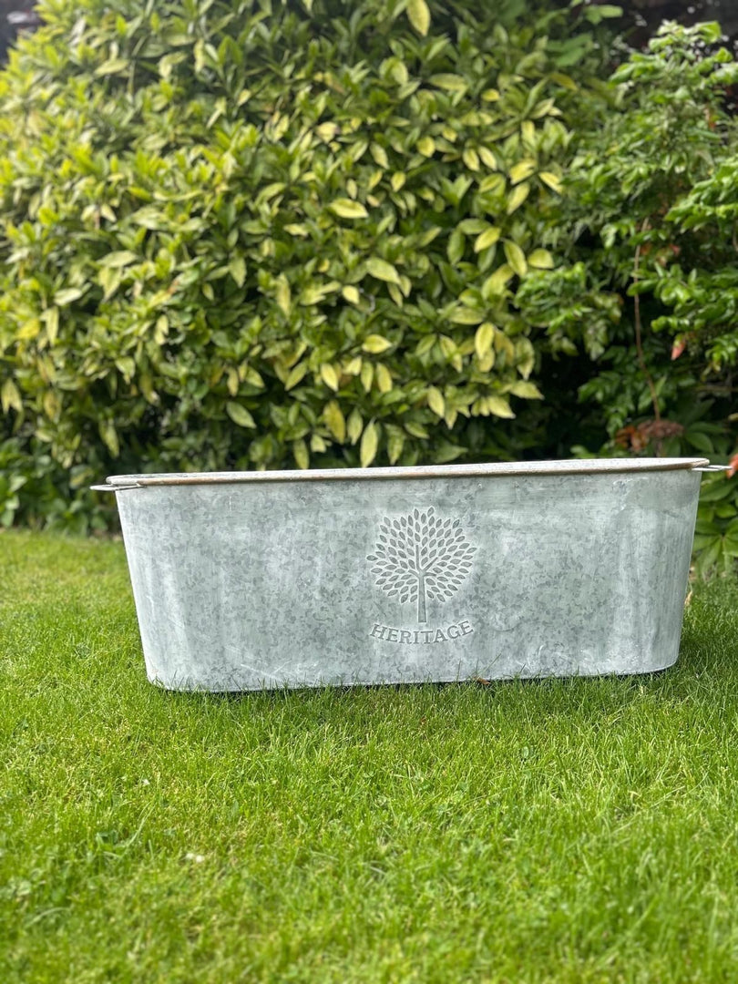105cm XXL Zinc Planter Garden Flowers Trees Embossed Heritage