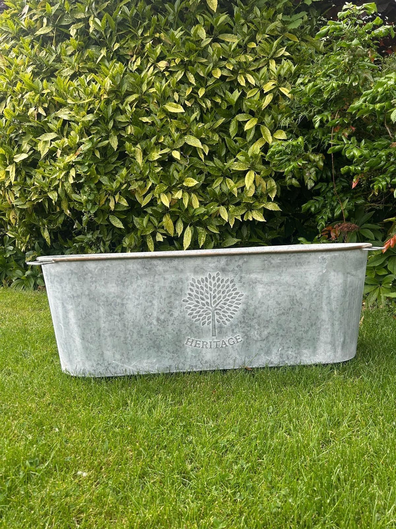 105cm XXL Zinc Planter Garden Flowers Trees Embossed Heritage