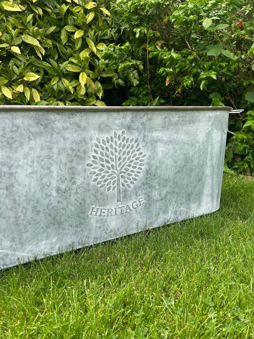 105cm XXL Zinc Planter Garden Flowers Trees Embossed Heritage
