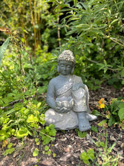 Large Stone Effect Kneeling Buddha Garden Decoration with Tea-light Holder