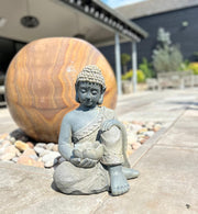 Large Stone Effect Kneeling Buddha Garden Decoration with Tea-light Holder