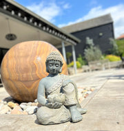 Large Stone Effect Kneeling Buddha Garden Decoration with Tea-light Holder