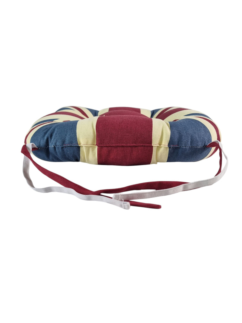 Union Jack UK Vintage Seat Pad Set of 2 or 4 Kitchen Chair Cushion Tie On 37cm
