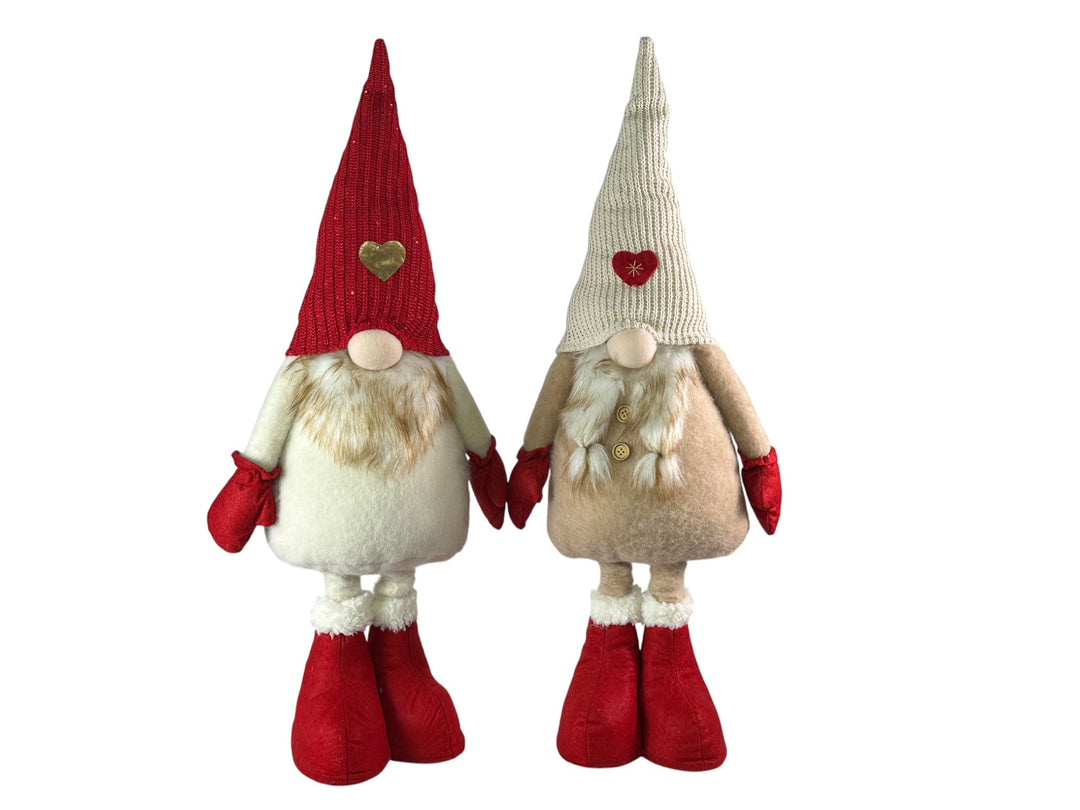 Festive Mr & Mrs Gonk Plush Standing Extendable Legs Xmas Gift Decorations Cream