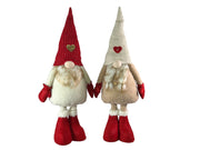 Festive Mr & Mrs Gonk Plush Standing Extendable Legs Xmas Gift Decorations Cream