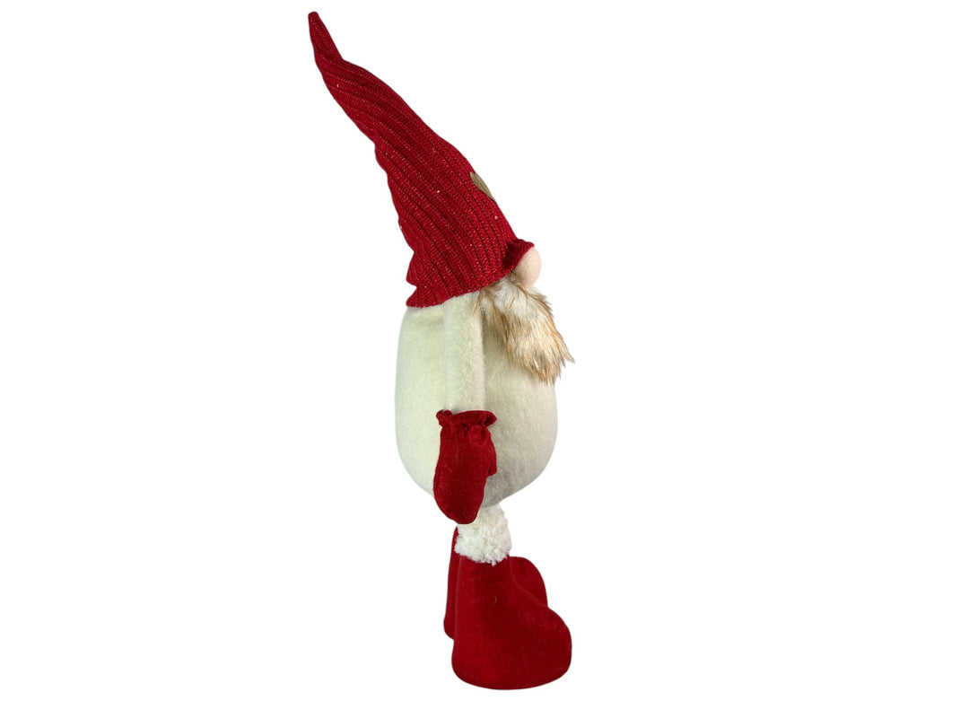 Festive Mr & Mrs Gonk Plush Standing Extendable Legs Xmas Gift Decorations Cream