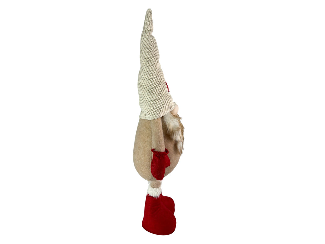 Festive Mr & Mrs Gonk Plush Standing Extendable Legs Xmas Gift Decorations Cream