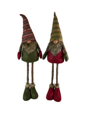 Festive Striped Red & Green Gonk Plush Standing Extendable Legs Xmas Decorations