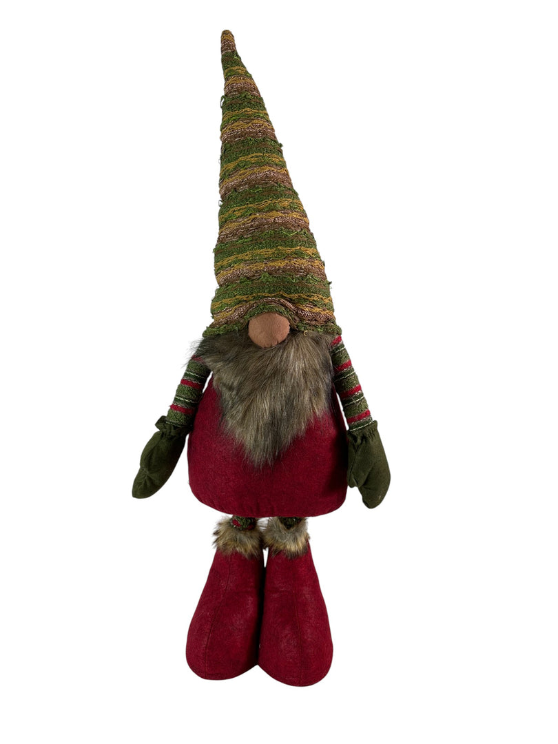 Festive Striped Red & Green Gonk Plush Standing Extendable Legs Xmas Decorations