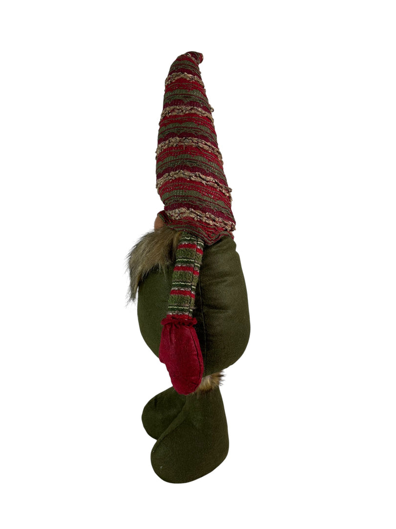 Festive Striped Red & Green Gonk Plush Standing Extendable Legs Xmas Decorations