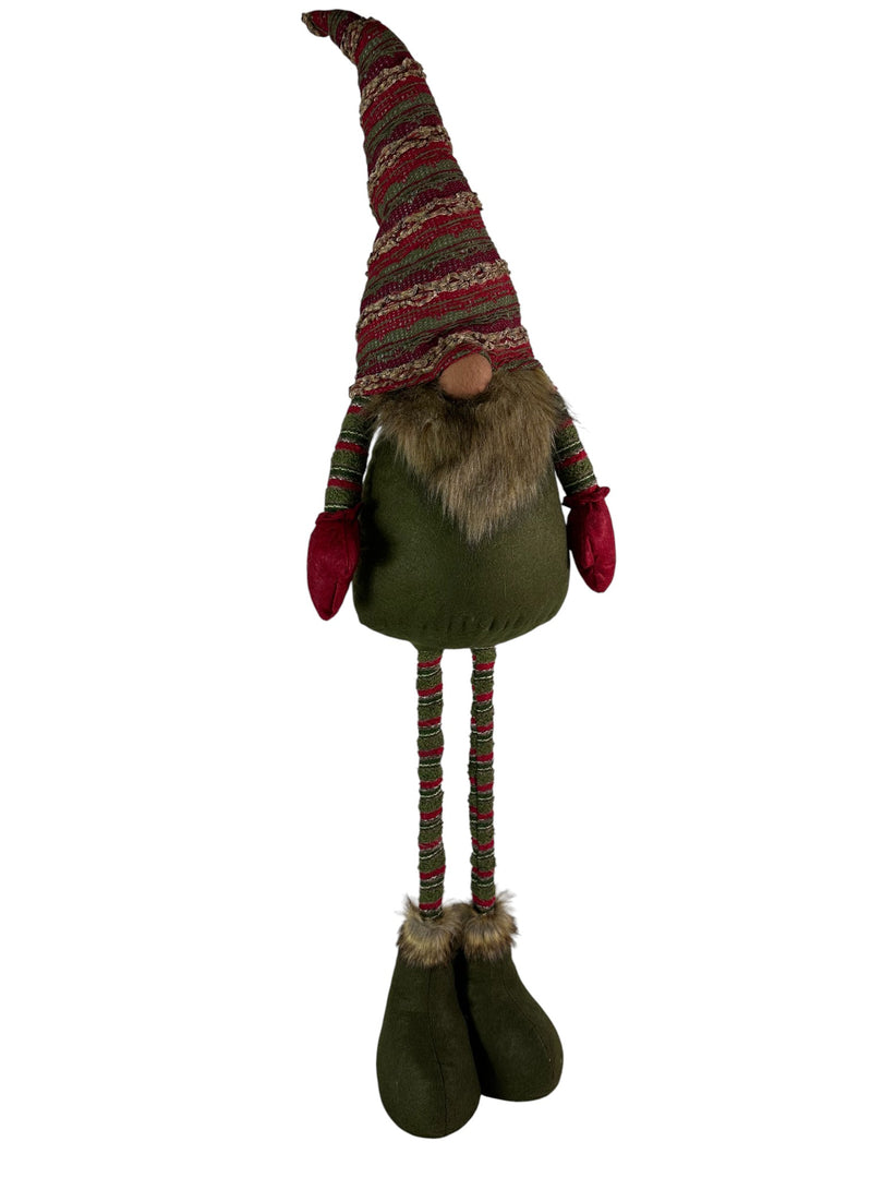 Festive Striped Red & Green Gonk Plush Standing Extendable Legs Xmas Decorations