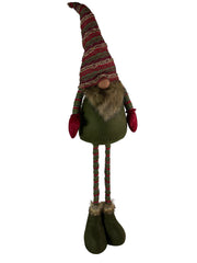 Festive Striped Red & Green Gonk Plush Standing Extendable Legs Xmas Decorations