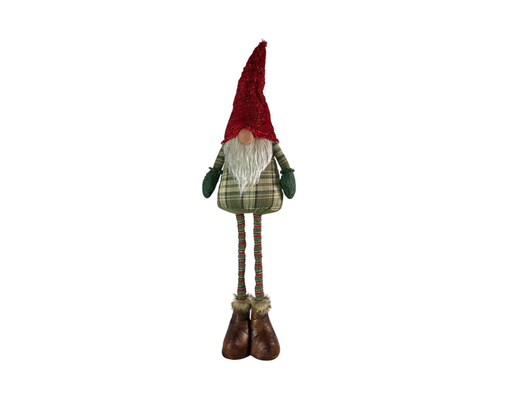 Festive Sparkly Red & Green Gonk Plush Standing Extendable Legs Xmas Decorations