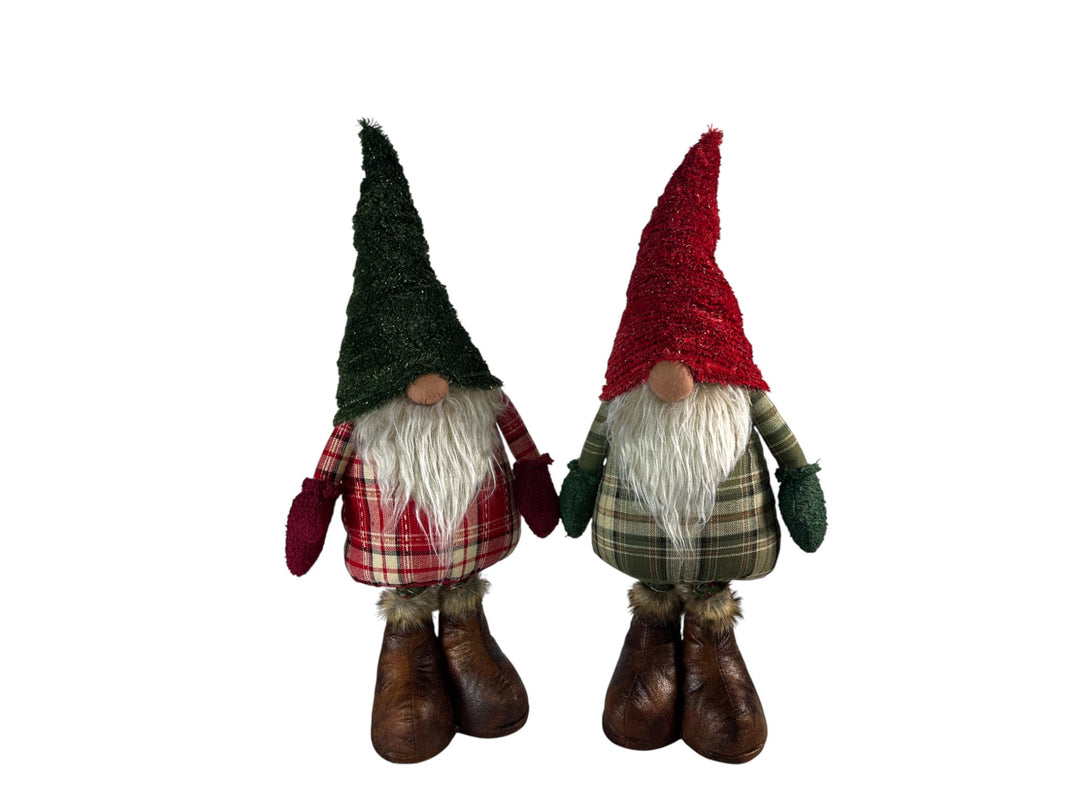 Festive Sparkly Red & Green Gonk Plush Standing Extendable Legs Xmas Decorations