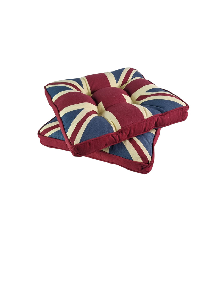 Union Jack UK Box Cushion Seat Pad Kitchen Garden Single Set of 2, 4 or 6 40cm