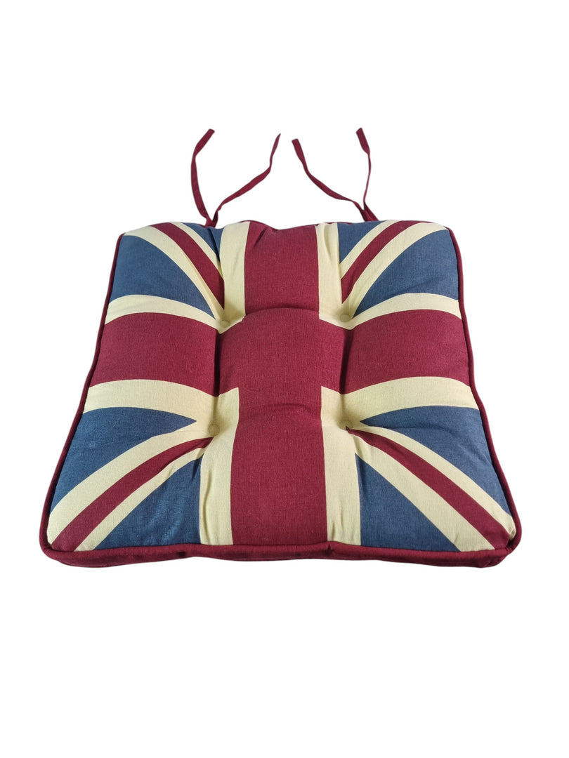 Union Jack UK Box Cushion Seat Pad Kitchen Garden Single Set of 2, 4 or 6 40cm