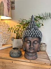 Extra Large Copper And Silver Buddha Head Garden Gift Decor Decoration Ornament