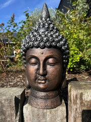 Extra Large Copper And Silver Buddha Head Garden Gift Decor Decoration Ornament