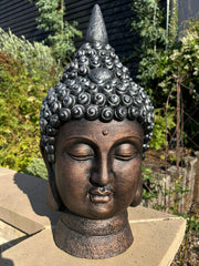 Extra Large Copper And Silver Buddha Head Garden Gift Decor Decoration Ornament