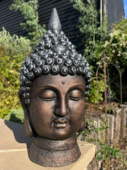 Extra Large Copper And Silver Buddha Head Garden Gift Decor Decoration Ornament