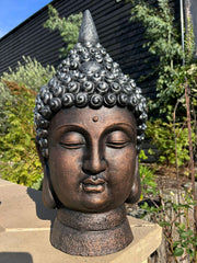 Extra Large Copper And Silver Buddha Head Garden Gift Decor Decoration Ornament