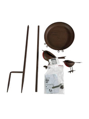 Rustic Robin Birdbath Freestanding Water Bird Food Table Garden Decoration