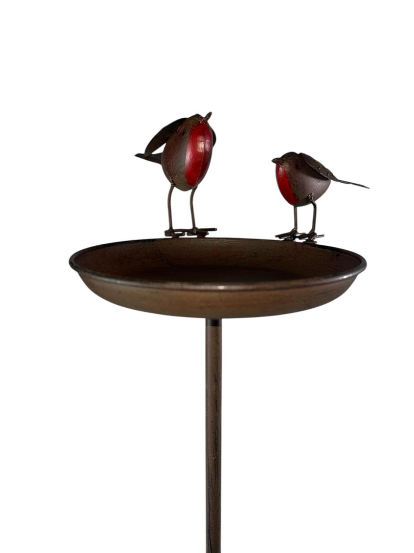 Rustic Robin Birdbath Freestanding Water Bird Food Table Garden Decoration