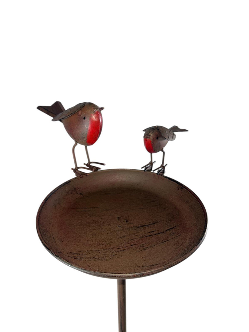 Rustic Robin Birdbath Freestanding Water Bird Food Table Garden Decoration