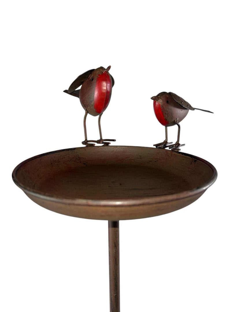 Rustic Robin Birdbath Freestanding Water Bird Food Table Garden Decoration