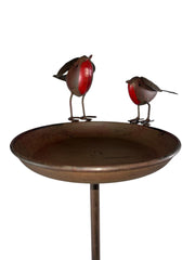 Rustic Robin Birdbath Freestanding Water Bird Food Table Garden Decoration