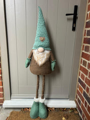 Festive Mr & Mrs Gonk Plush Standing Extendable Legs Xmas Gift Decorations Teal