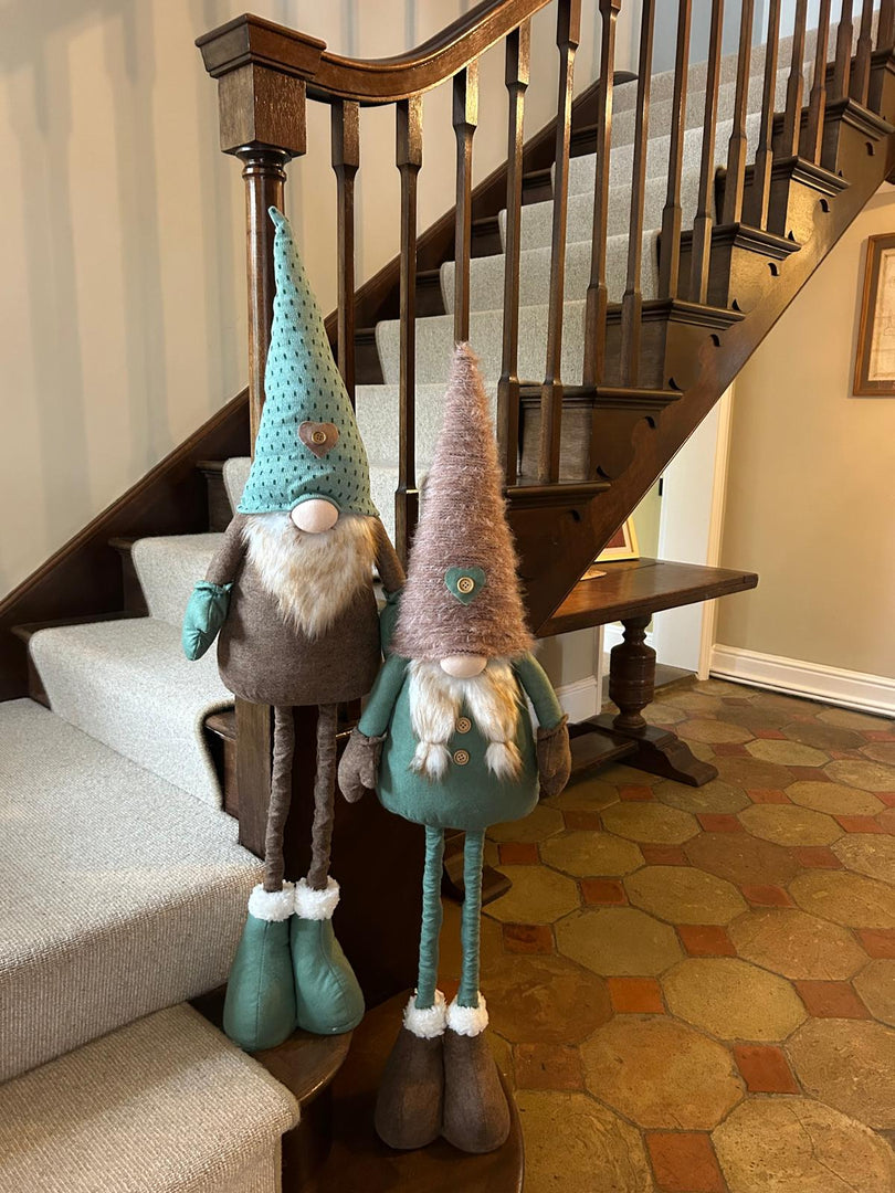 Festive Mr & Mrs Gonk Plush Standing Extendable Legs Xmas Gift Decorations Teal