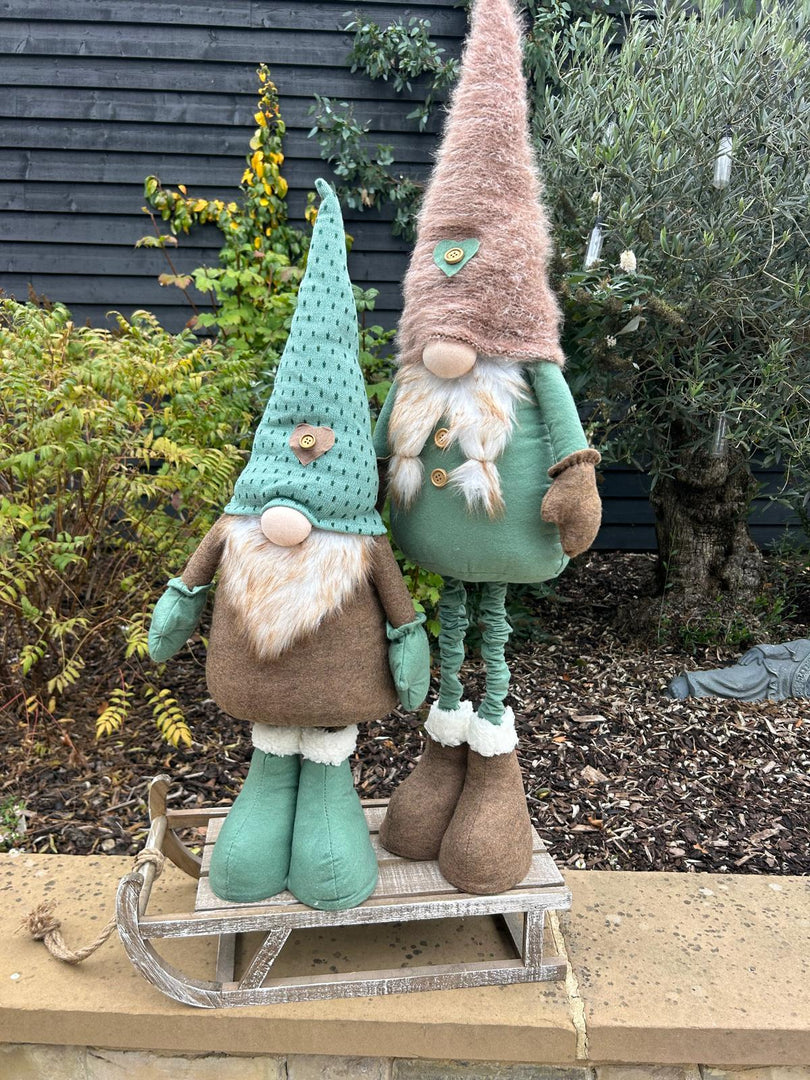 Festive Mr & Mrs Gonk Plush Standing Extendable Legs Xmas Gift Decorations Teal