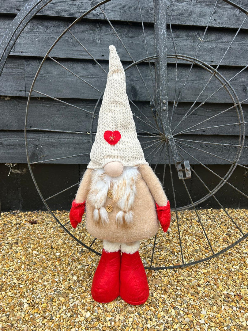 Festive Mr & Mrs Gonk Plush Standing Extendable Legs Xmas Gift Decorations Cream