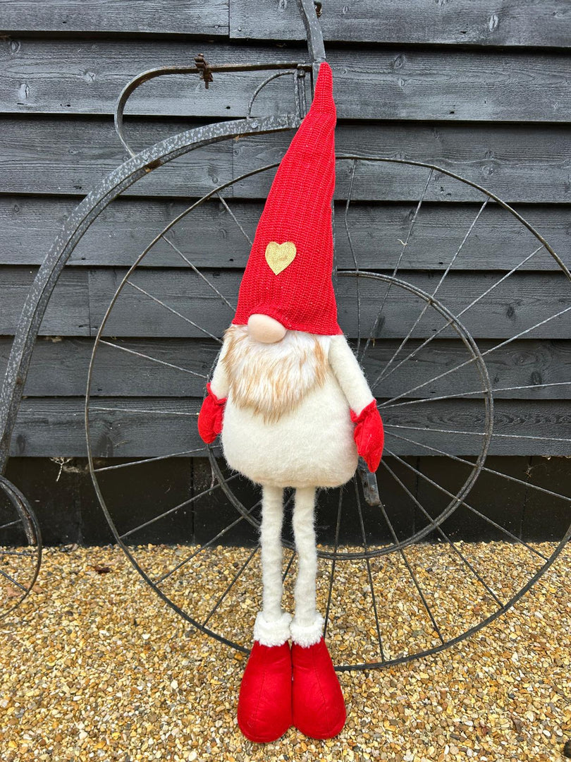 Festive Mr & Mrs Gonk Plush Standing Extendable Legs Xmas Gift Decorations Cream