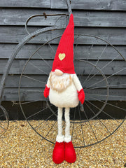 Festive Mr & Mrs Gonk Plush Standing Extendable Legs Xmas Gift Decorations Cream